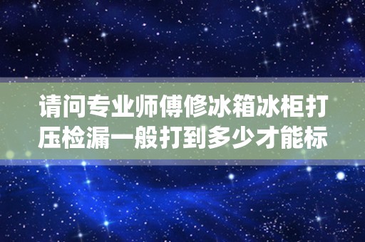 请问专业师傅修冰箱冰柜打压检漏一般打到多少才能标准-_空调施工规范