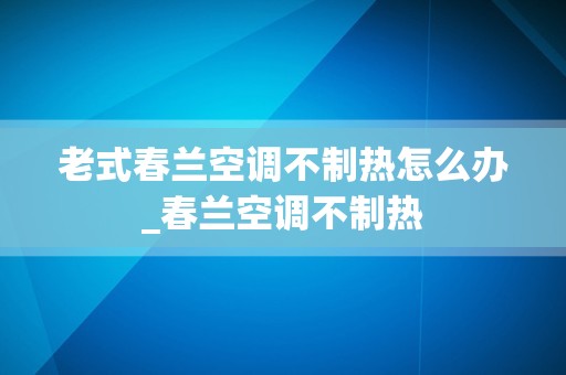 老式春兰空调不制热怎么办_春兰空调不制热