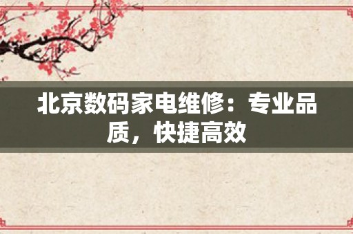 北京数码家电维修：专业品质，快捷高效