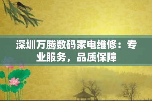 深圳万腾数码家电维修：专业服务，品质保障