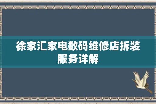 徐家汇家电数码维修店拆装服务详解