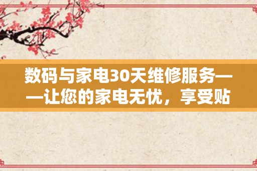 数码与家电30天维修服务——让您的家电无忧，享受贴心服务