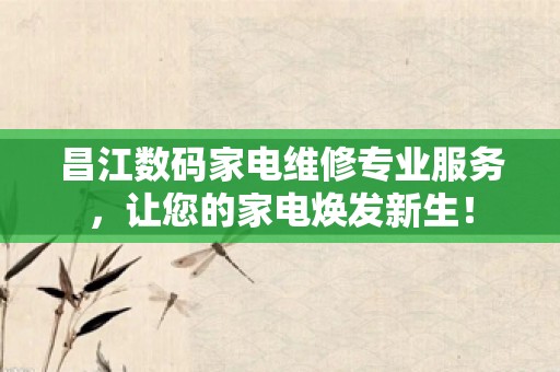 昌江数码家电维修专业服务，让您的家电焕发新生！