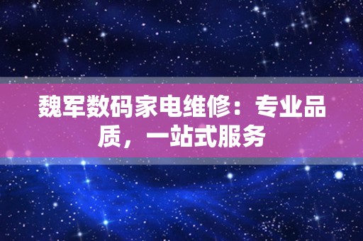魏军数码家电维修：专业品质，一站式服务