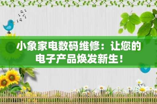 小象家电数码维修：让您的电子产品焕发新生！