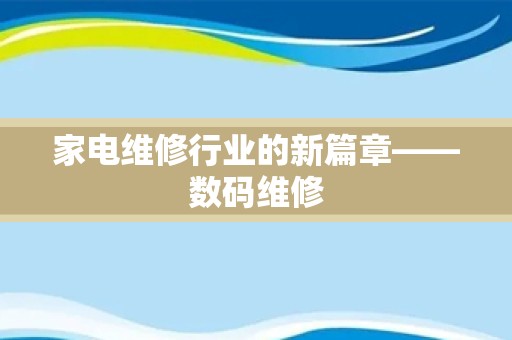 家电维修行业的新篇章——数码维修