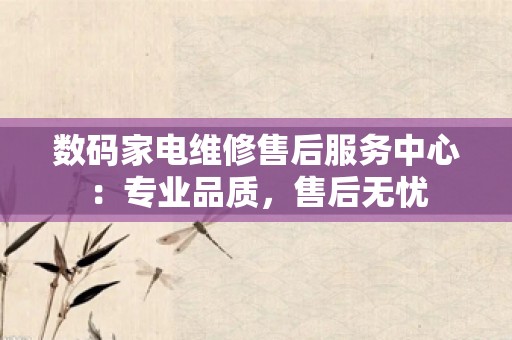 数码家电维修售后服务中心：专业品质，售后无忧