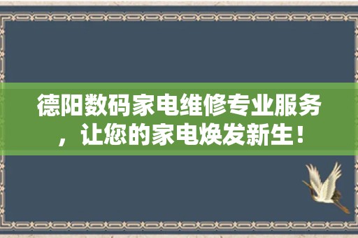 德阳数码家电维修专业服务，让您的家电焕发新生！