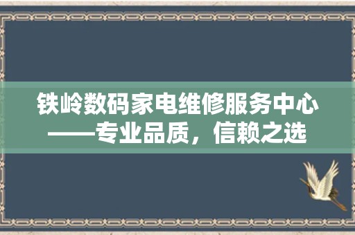 铁岭数码家电维修服务中心——专业品质，信赖之选