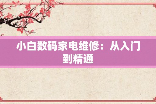 小白数码家电维修：从入门到精通