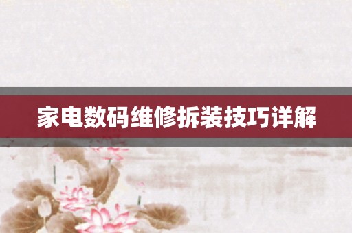 家电数码维修拆装技巧详解