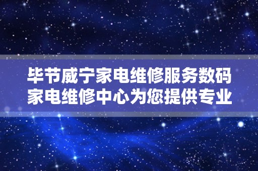 毕节威宁家电维修服务数码家电维修中心为您提供专业服务