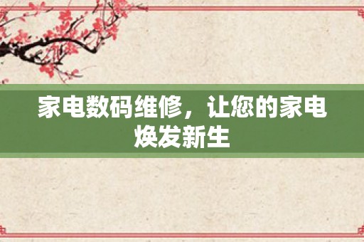 家电数码维修，让您的家电焕发新生