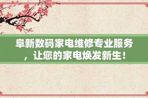 阜新数码家电维修专业服务，让您的家电焕发新生！