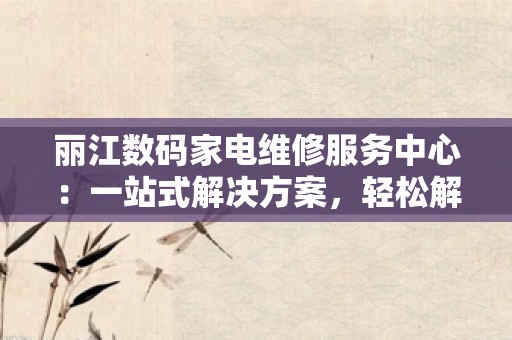 丽江数码家电维修服务中心：一站式解决方案，轻松解决您的设备问题