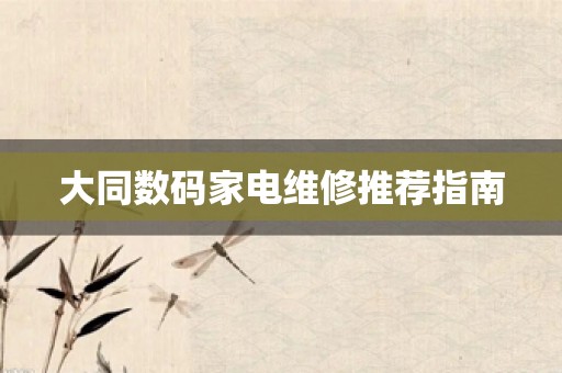 大同数码家电维修推荐指南