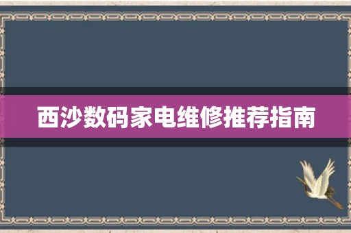 西沙数码家电维修推荐指南