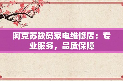 阿克苏数码家电维修店：专业服务，品质保障