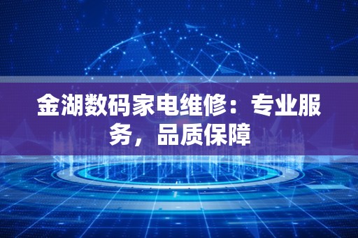 金湖数码家电维修：专业服务，品质保障