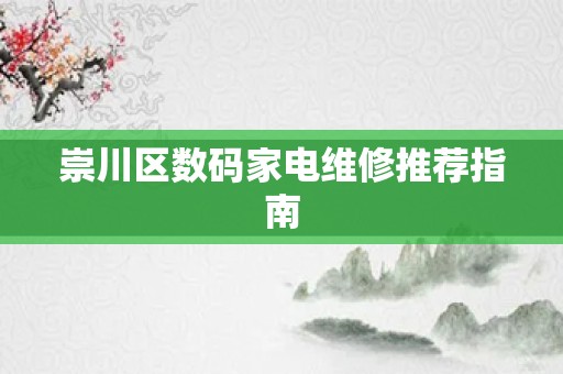 崇川区数码家电维修推荐指南