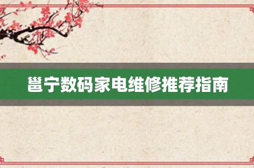 邕宁数码家电维修推荐指南