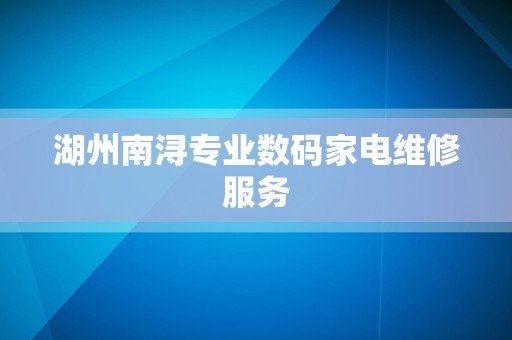 湖州南浔专业数码家电维修服务