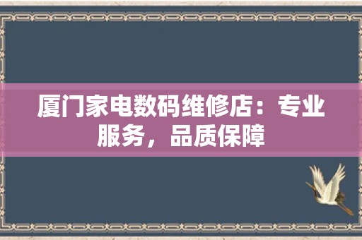 厦门家电数码维修店：专业服务，品质保障