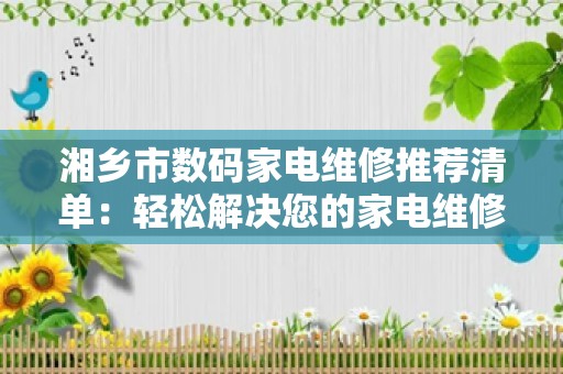 湘乡市数码家电维修推荐清单：轻松解决您的家电维修难题！