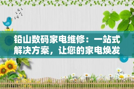 铅山数码家电维修：一站式解决方案，让您的家电焕发新生