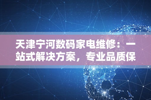 天津宁河数码家电维修：一站式解决方案，专业品质保障
