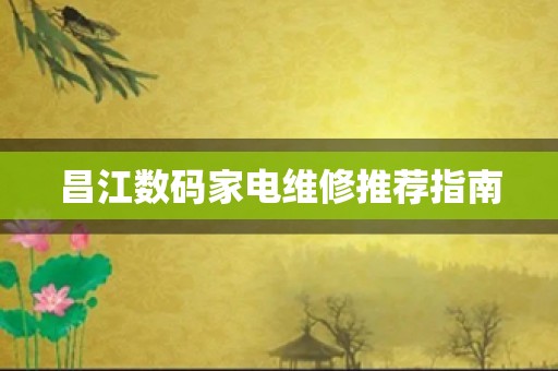 昌江数码家电维修推荐指南