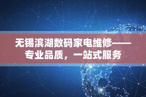 无锡滨湖数码家电维修——专业品质，一站式服务