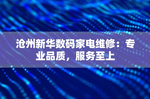 沧州新华数码家电维修：专业品质，服务至上