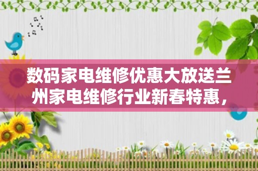 数码家电维修优惠大放送兰州家电维修行业新春特惠，让您的家电焕发新生！