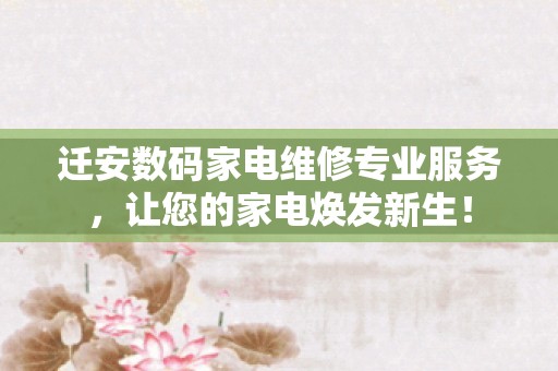 迁安数码家电维修专业服务，让您的家电焕发新生！
