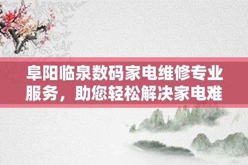 阜阳临泉数码家电维修专业服务，助您轻松解决家电难题