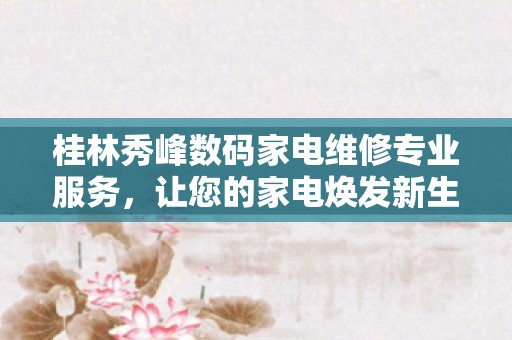 桂林秀峰数码家电维修专业服务，让您的家电焕发新生