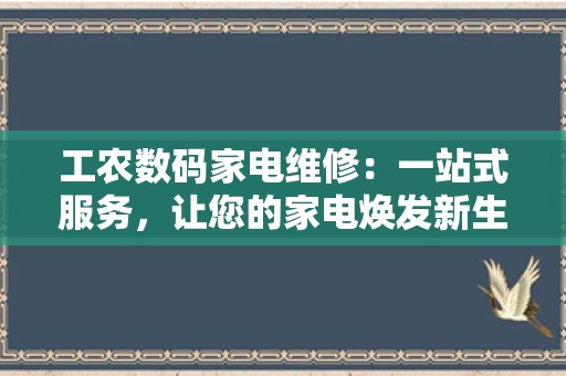 工农数码家电维修：一站式服务，让您的家电焕发新生！