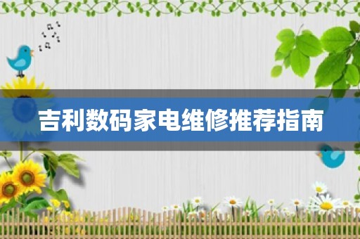 吉利数码家电维修推荐指南