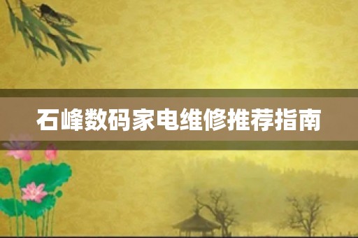 石峰数码家电维修推荐指南