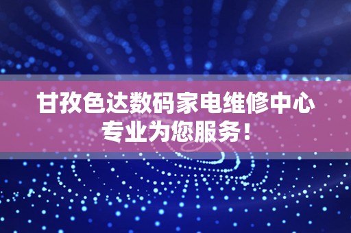 甘孜色达数码家电维修中心专业为您服务！