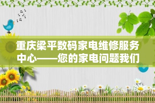 重庆梁平数码家电维修服务中心——您的家电问题我们来解决