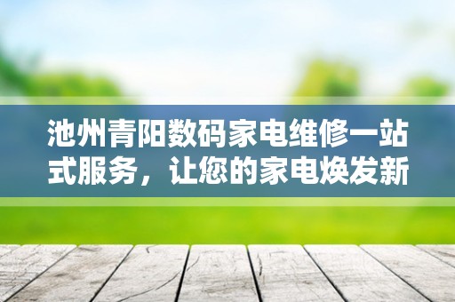 池州青阳数码家电维修一站式服务，让您的家电焕发新生！
