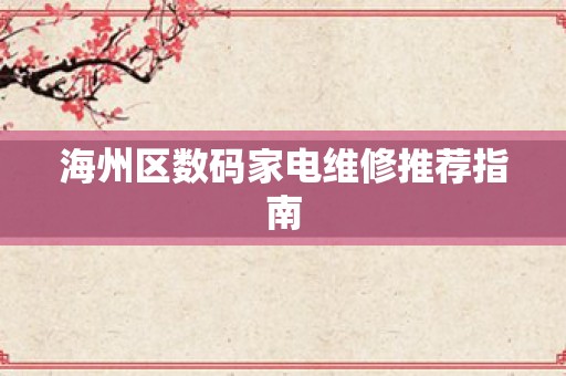 海州区数码家电维修推荐指南