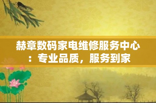 赫章数码家电维修服务中心：专业品质，服务到家
