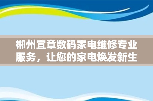 郴州宜章数码家电维修专业服务，让您的家电焕发新生