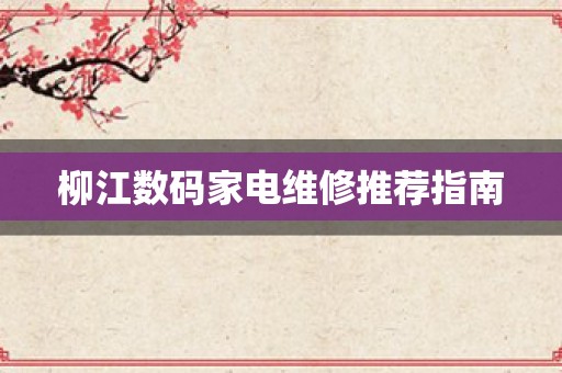 柳江数码家电维修推荐指南