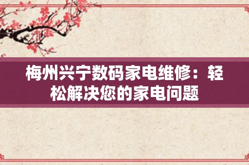 梅州兴宁数码家电维修：轻松解决您的家电问题