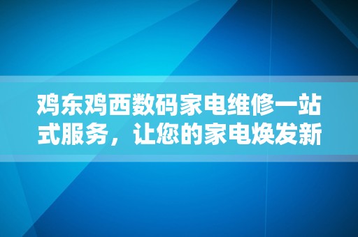 鸡东鸡西数码家电维修一站式服务，让您的家电焕发新生
