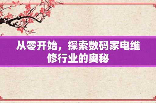 从零开始，探索数码家电维修行业的奥秘